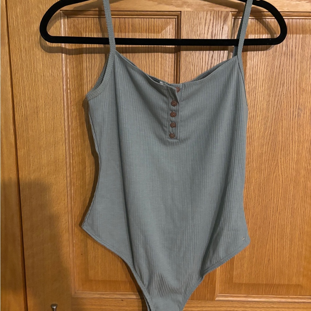Sleek sage green Ribbed Bodysuit